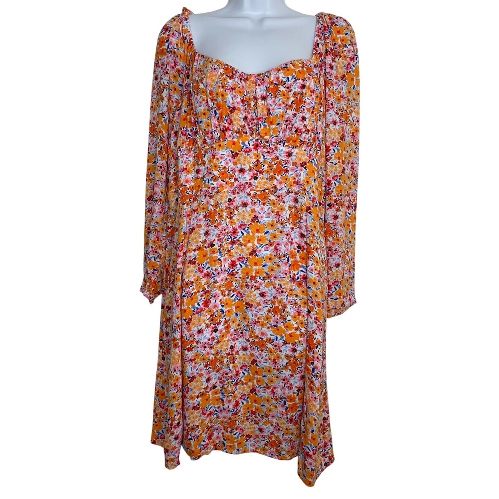 Old Navy Floral Print Dress Long-Sleeve Sweetheart Neckline Womens‎ XL NWT - Picture 2 of 10